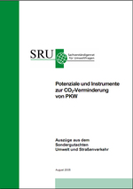 Cover Potenziale und Instrumente zur CO2-Verminderung von PKW (verweist auf: Potenziale und Instrumente zur CO2-Verminderung von PKW - Auszüge)