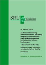 Cover Materialien zur Umweltforschung 46 (verweist auf: Analyse und Bewertung der Instrumente zur Umsetzung der Wasserrahmenrichtlinie sowie Verknüpfung zu den institutionellen Rahmenbedingungen - Wasserfachliche Aspekte)