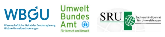 3 Logos (von links nach rechts): Wissenschaftlicher Beirat der Bundesregierung Globale Umweltveränderungen, Umweltbundesamt und Sachverständigenrat für Umweltfragen