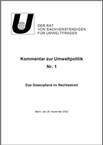 Cover Kommentar zur Umweltpolitik 1 Das Dosenpfand im Rechtsstreit (verweist auf: Das Dosenpfand im Rechtsstreit)