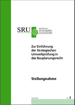 Cover Stellungnahme   "Zur Einführung der Strategischen Umweltprüfung in das Bauplanungsrecht“ (verweist auf: Zur Einführung der Strategischen Umweltprüfung in das Bauplanungsrecht)
