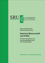 Cover Materialien zur Umweltforschung 38 (verweist auf: Zwischen Wissenschaft und Politik - 35 Jahre Gutachten des Sachverständigenrates für Umweltfragen)