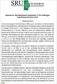 SRU: Screenshot Cover Kommentar des SRU zum Klimaschutzplan 2050 SRU: Screenshot Cover Kommentar des SRU zum Klimaschutzplan 2050